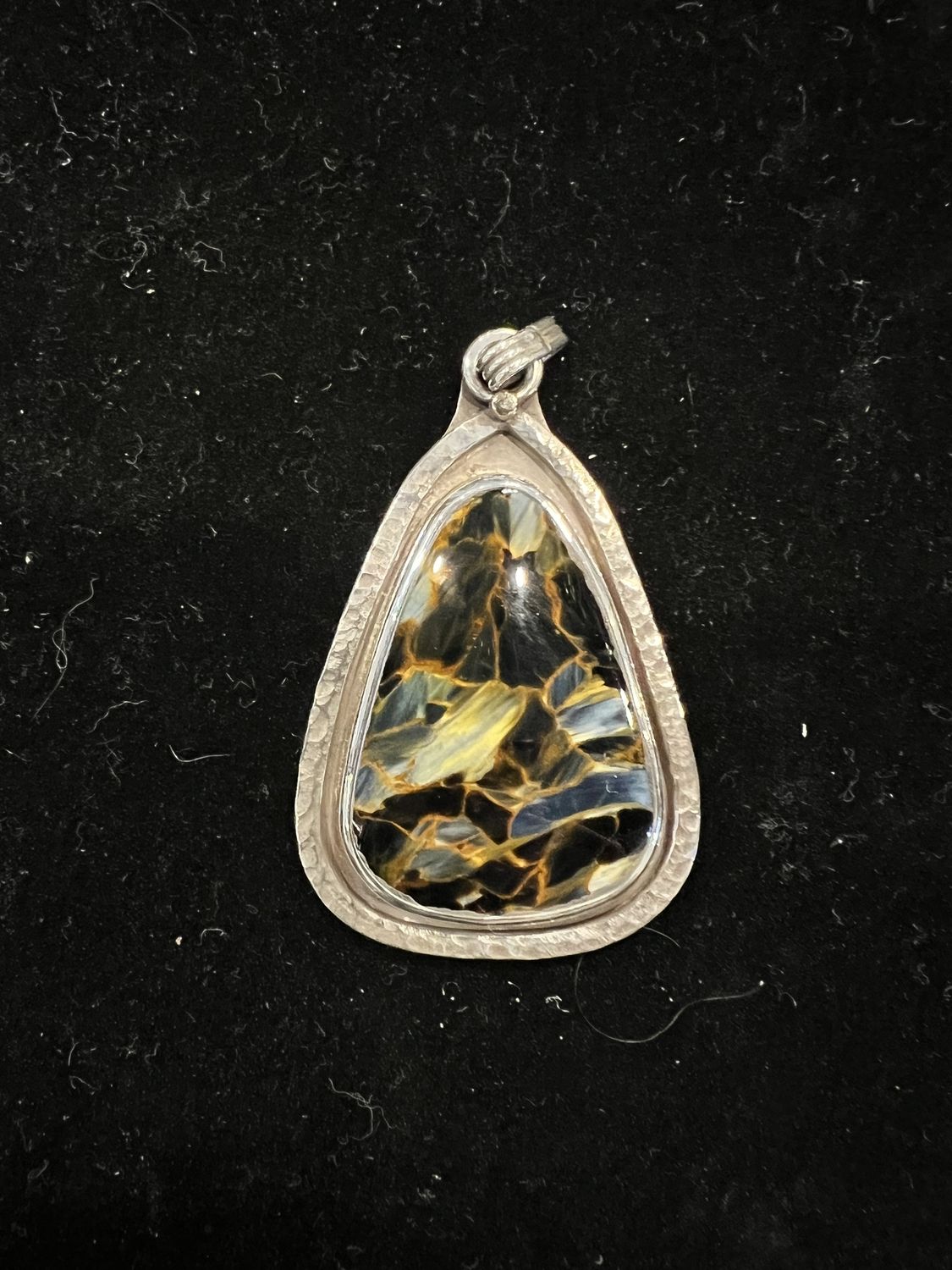 PA Pietersite Large Triangle Sterling Pendant