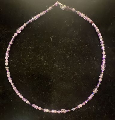 Dainty Bead Chain Necklace - Amethyst | Czech Crystal