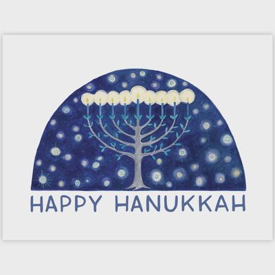Hanukkah Card - Watercolor Menorah Greeting Card
