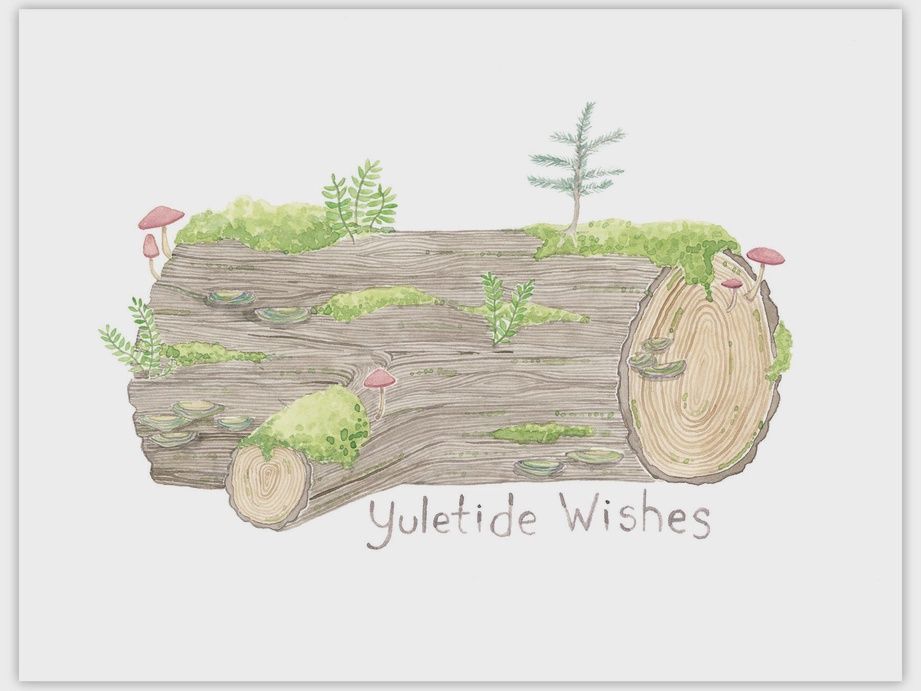 Yule Log Holiday Card - Christmas Card - Yule Card