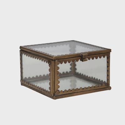 Glass &amp; Brass Display Box with Scalloped Edges