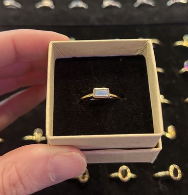 Graced Gold Stackable Ring Labradorite Baguette
