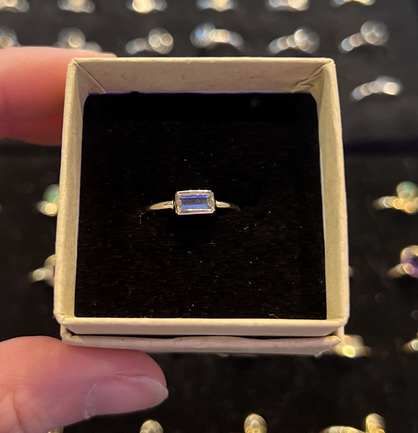 Graced Silver Stackable Ring Labradorite Baguette