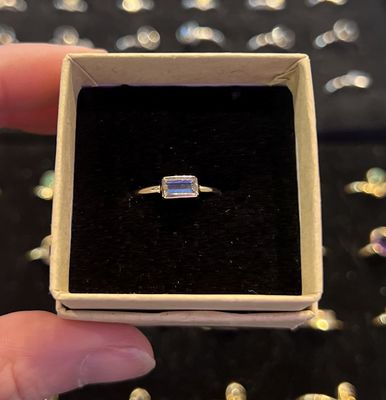 Graced Silver Stackable Ring Labradorite Baguette