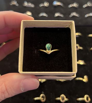 Graced Gold Stackable Ring Malachite Marquis