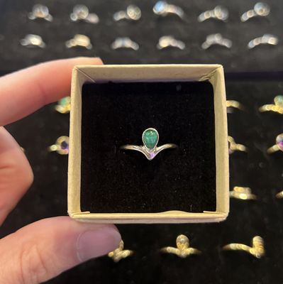 Graced Silver Stackable Ring Malachite Marquis