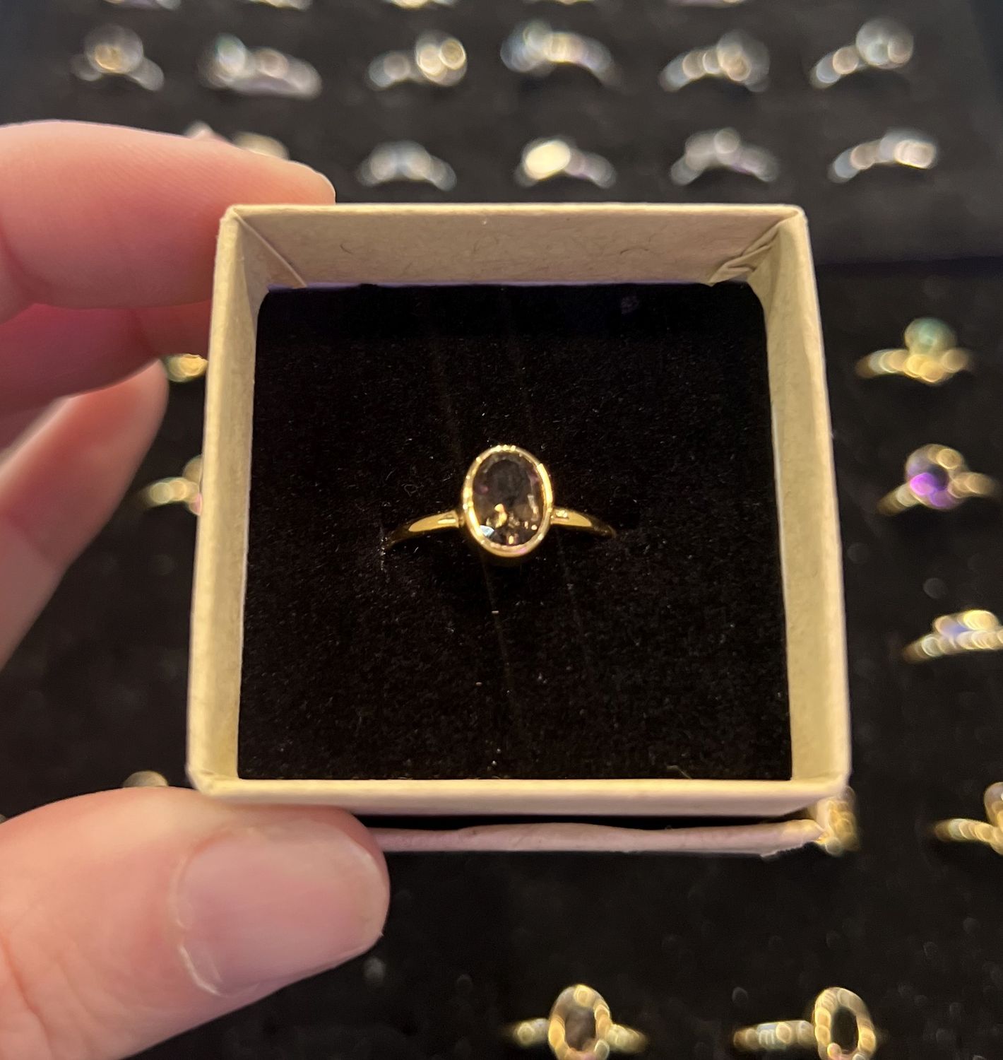 Graced Gold Stackable Ring Smoky Quartz Faceted Oval