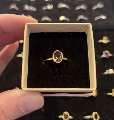 Graced Gold Stackable Ring Smoky Quartz Faceted Oval