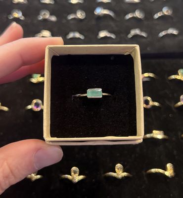 Emerald Baguette Sterling Ring
