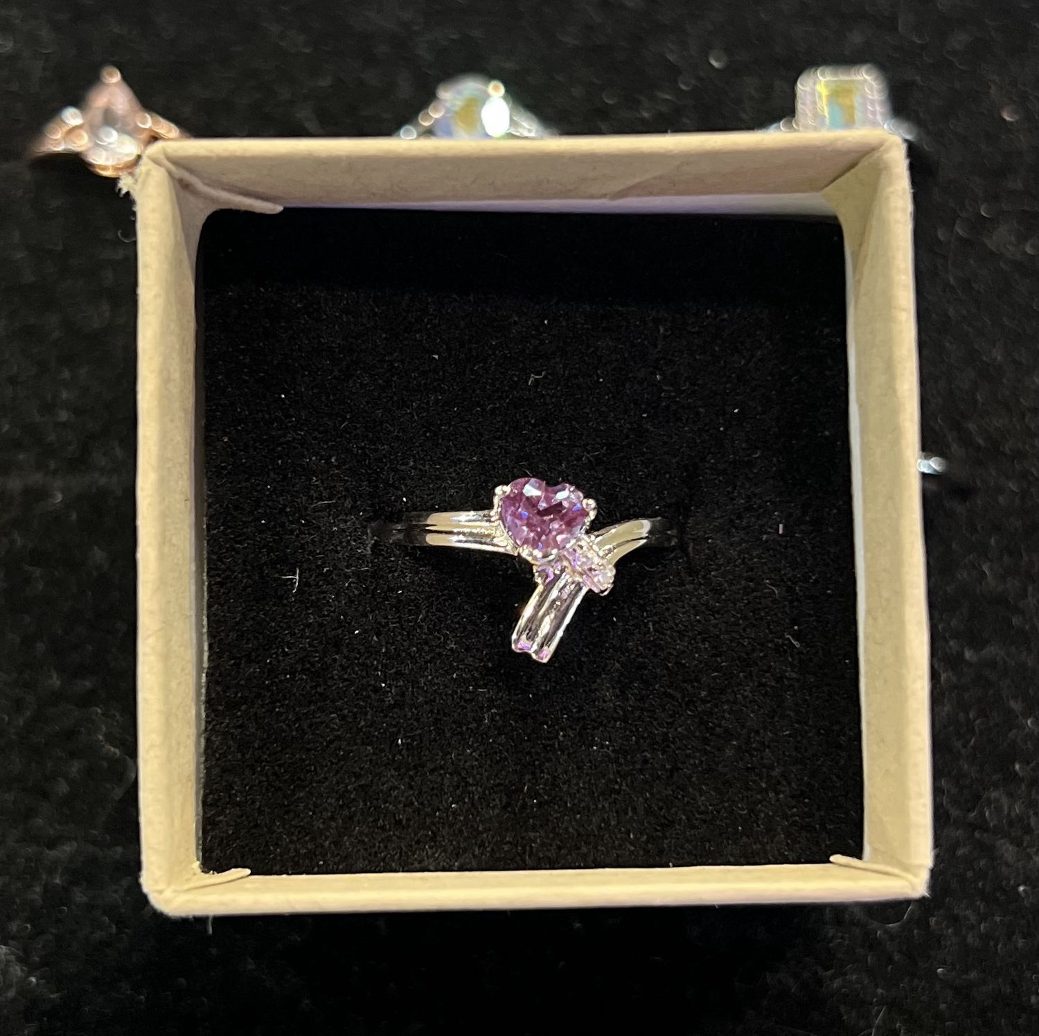 Lab-created Alexandrite Heart Cut Gem Sterling Ring