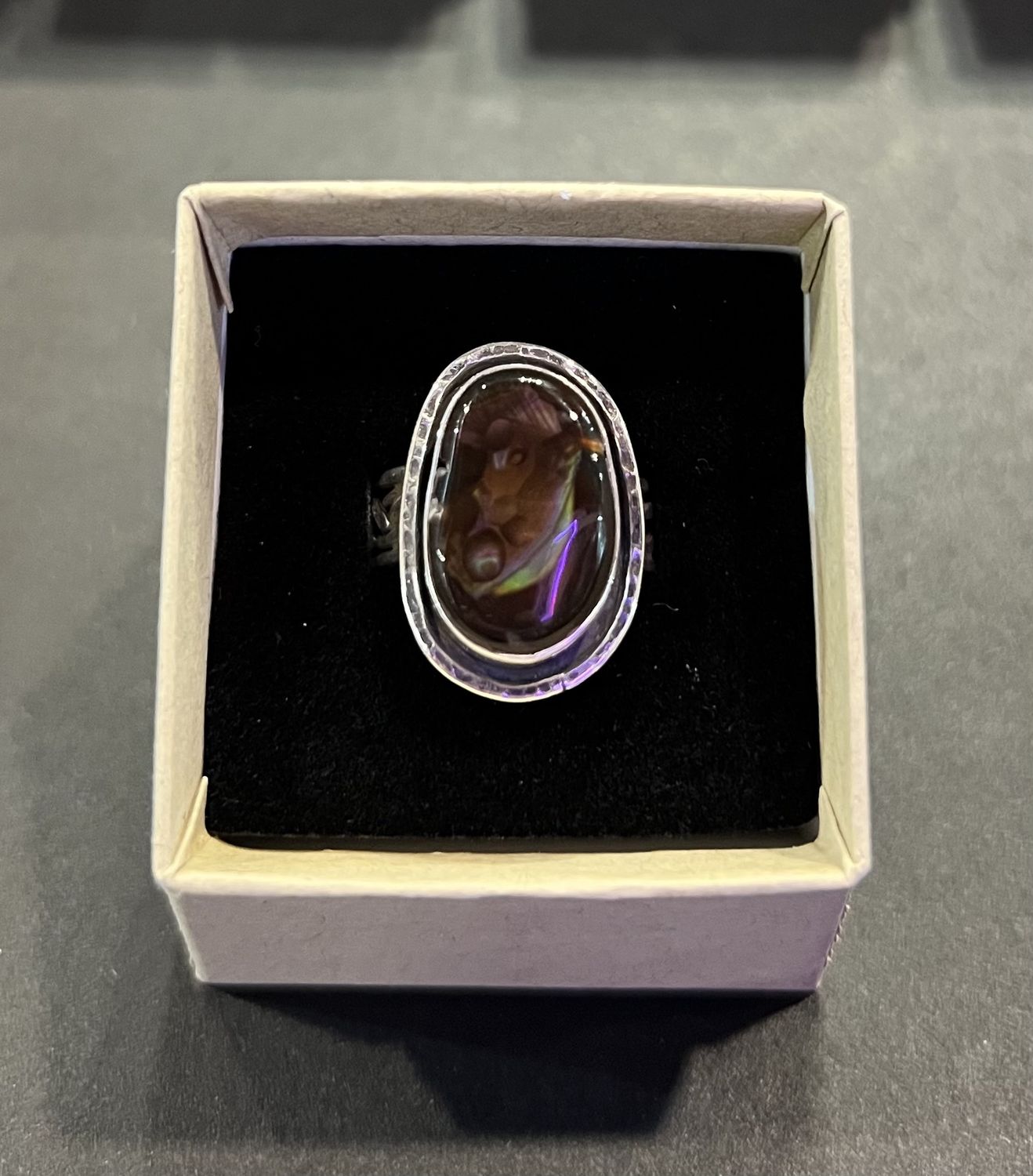 PA Fire Agate Celtic Band Ring - Large Stone