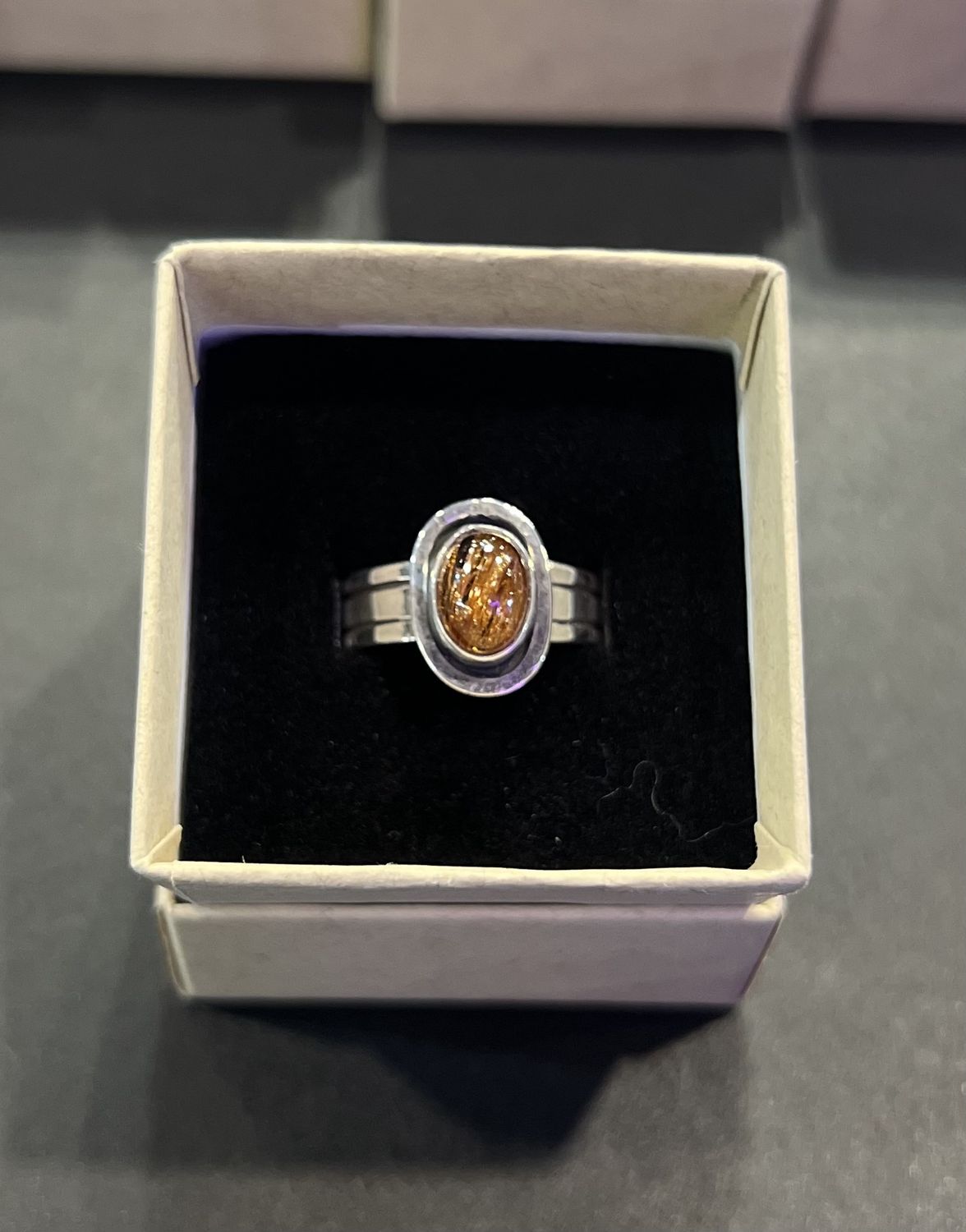 PA Golden Rutile Oval Sterling Ring
