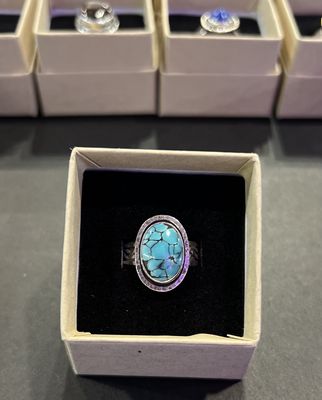 PA Turquoise Sterling Celtic Band Ring