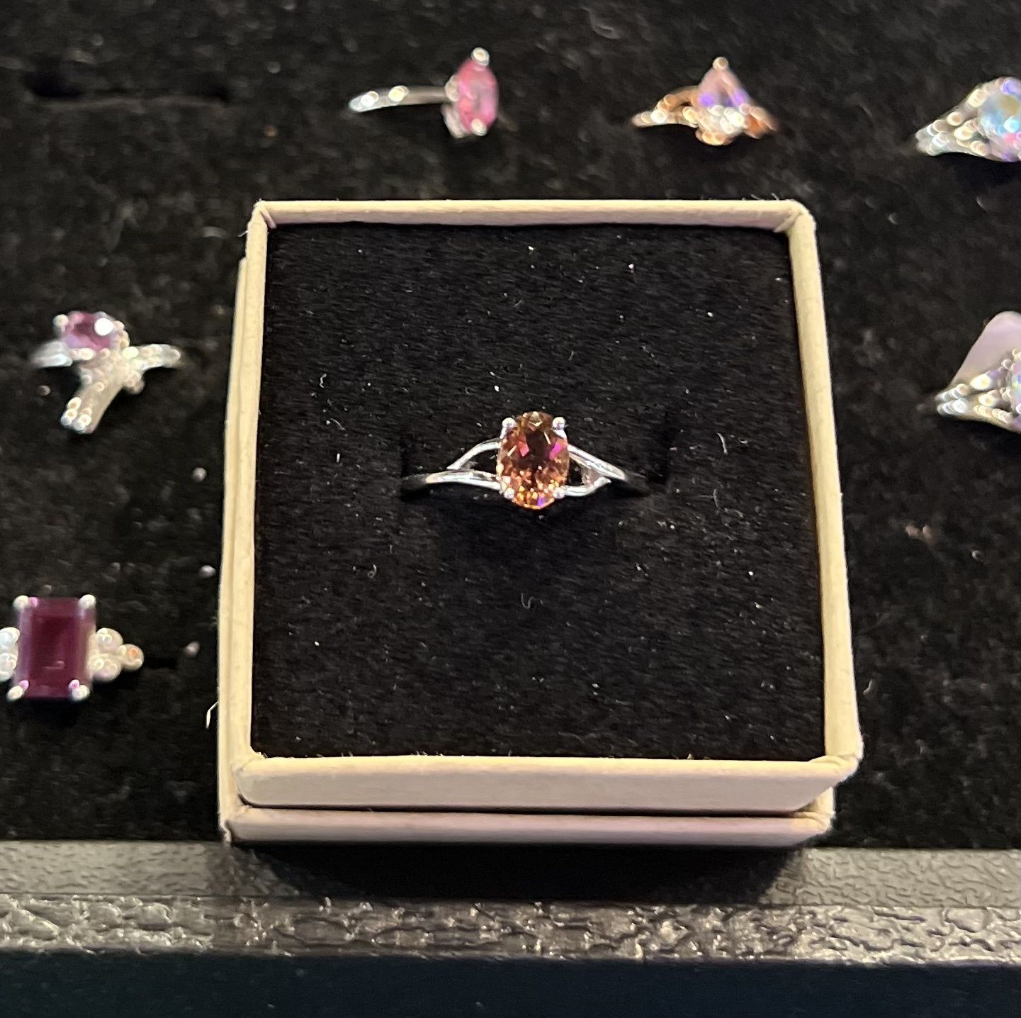 Pink Tourmaline Faceted Oval Sterling Ring