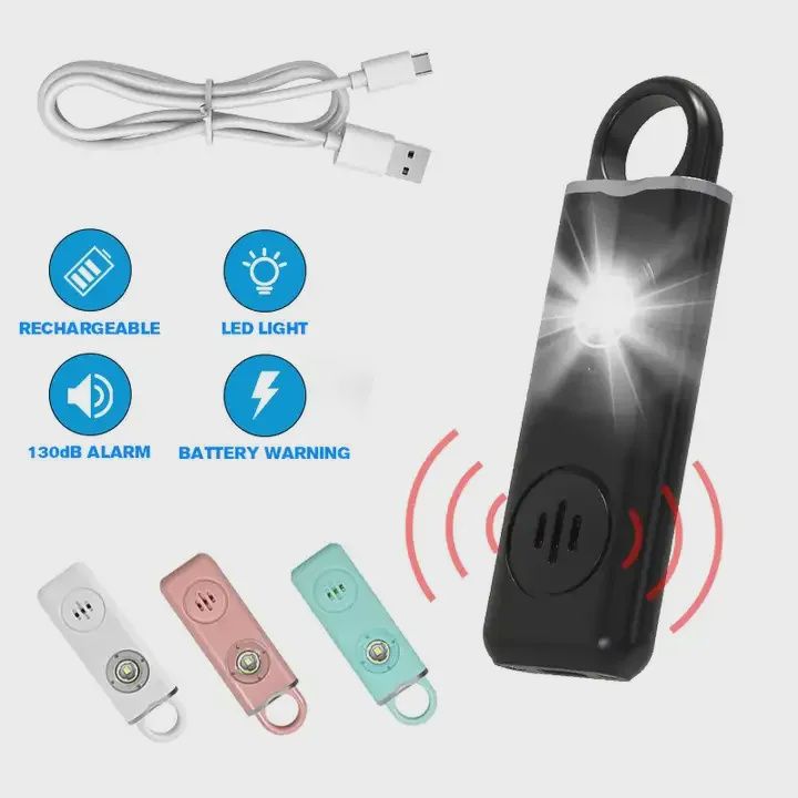 Rechargeable 130db Personal Panic Alarm Keychain with LED