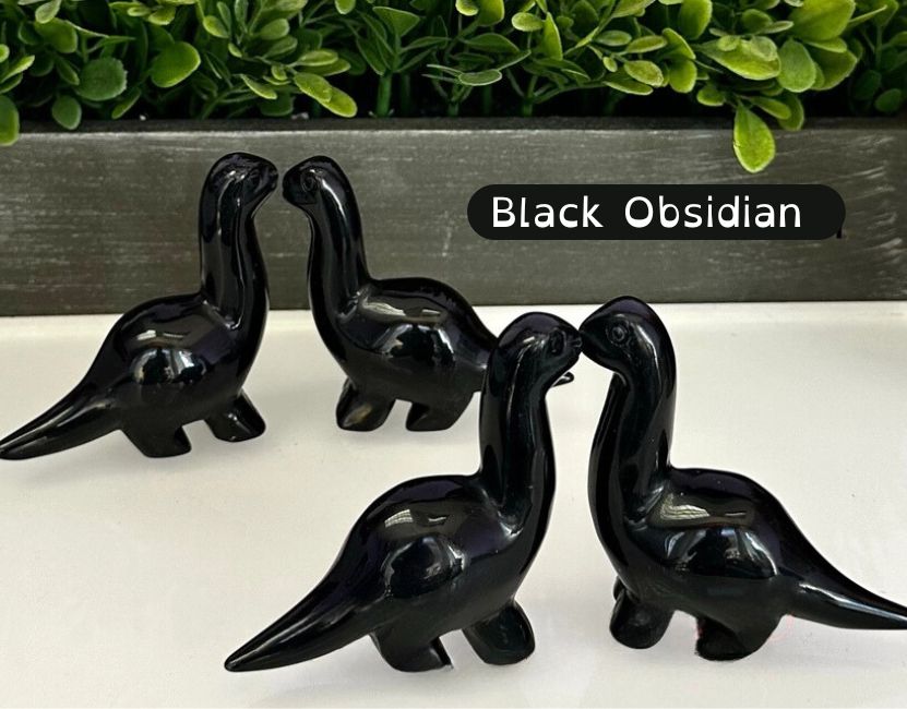Crystal Brontosaurus Longneck, Material: Black Obsidian