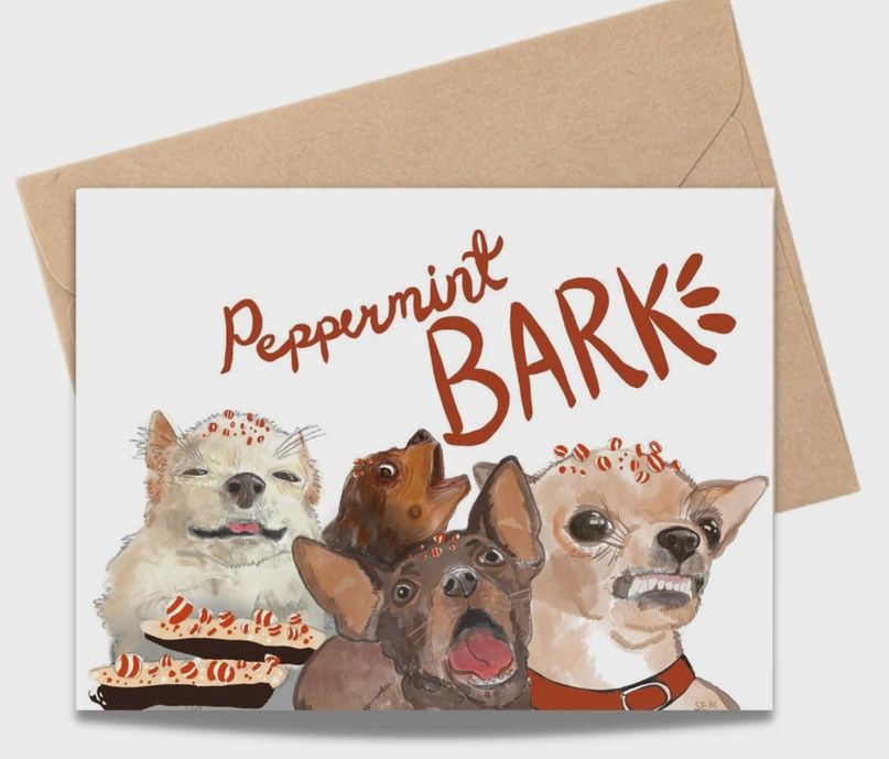 Peppermint Bark Dog Chihuahua Holiday Greeting Card