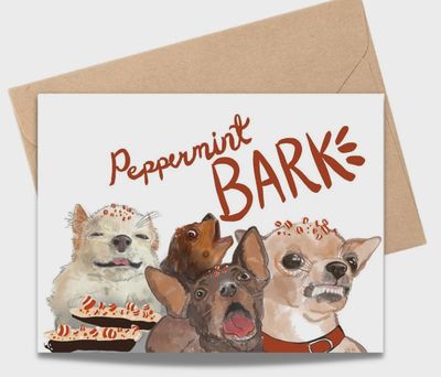 Peppermint Bark Dog Chihuahua Holiday Greeting Card
