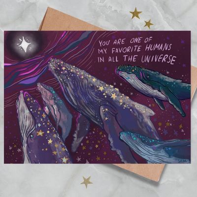 You're My Favorite Human Humpback Whale Birthday Greeting Card