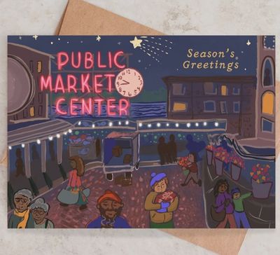 Seattle Pike Place Market Holiday Greeting Card