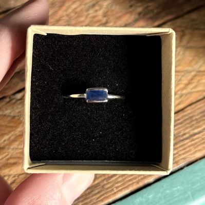 Graced Silver Stackable Ring Sapphire Baguette