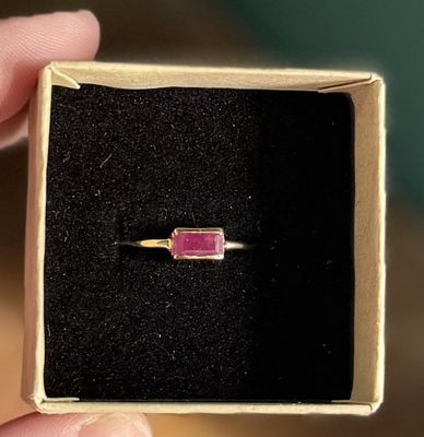 Graced Gold Stackable Ring Ruby Baguette