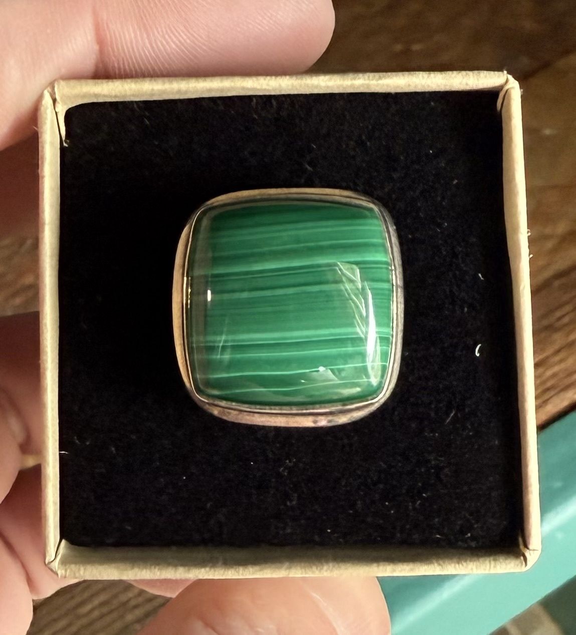 Large Malachite Sterling Ring