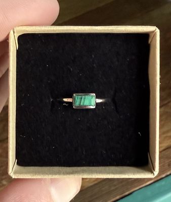 Graced Silver Stackable Ring Malachite Baguette