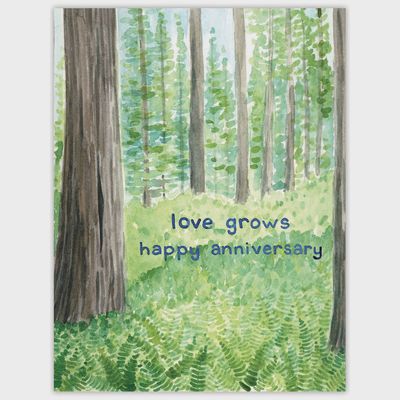 Love Grows Watercolor Anniversary Greeting Card