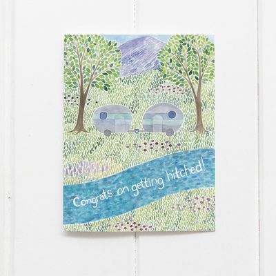 Hitched Camper Wedding Card - Congratulations Card