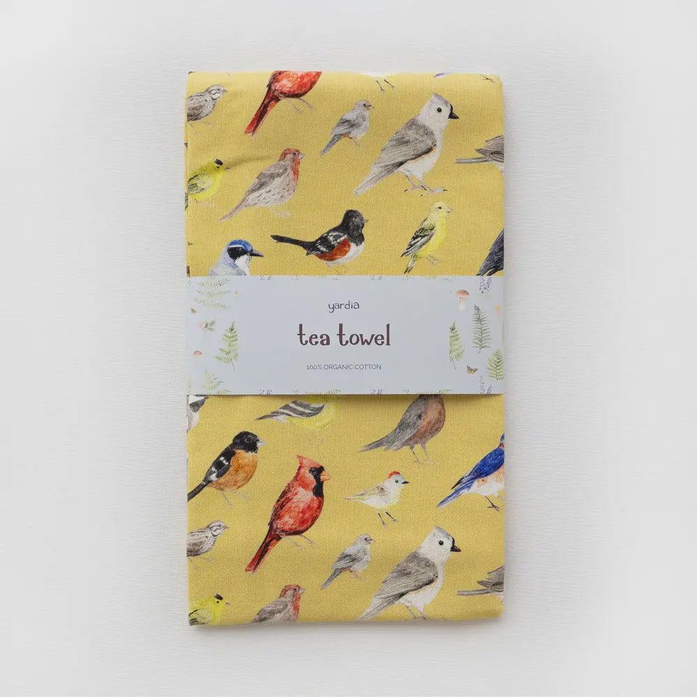 Yardia Tea Towel - Organic Cotton Kitchen Towel, Style: Backyard Birds