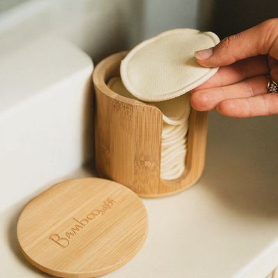 Bamboo Facial Rounds Holder