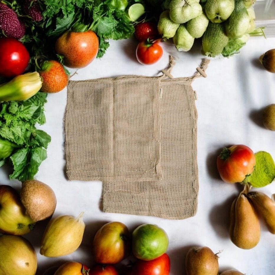 Organic Cotton Mesh Produce Bags  | 2 Pack