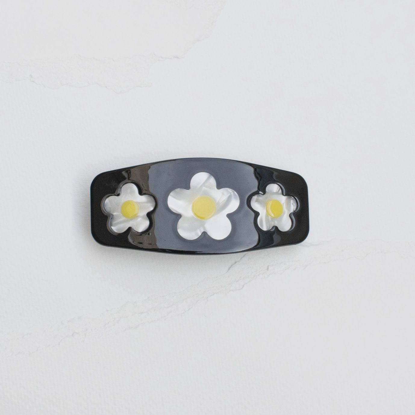 Cellulose Acetate Dreaming Daisy Hair Barrette, Type: Black