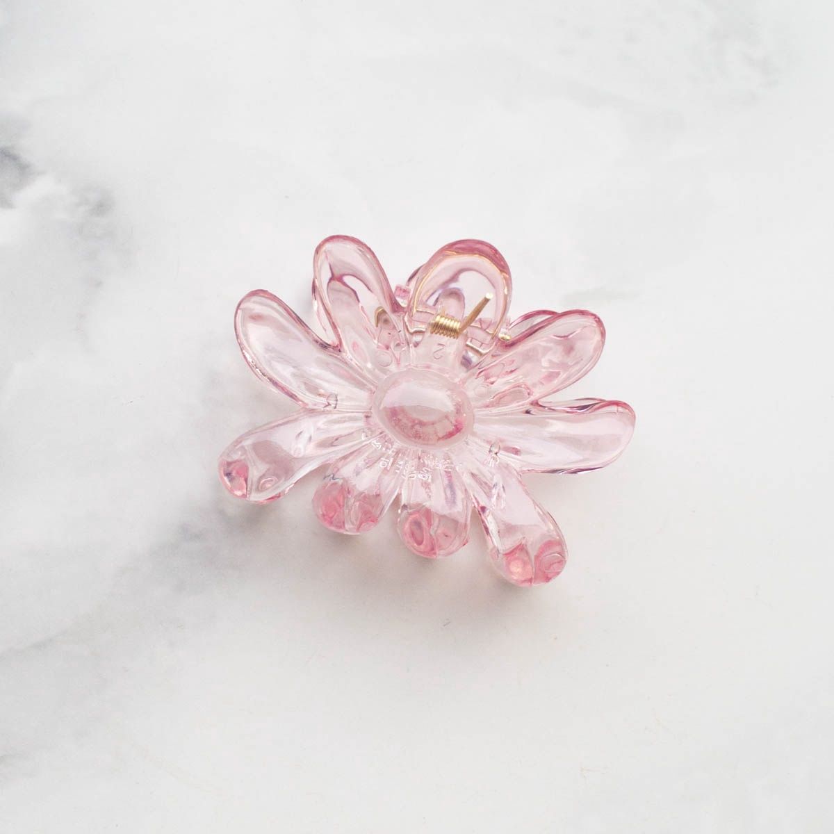 Cellulose Acetate Glossy Clear Floral Hair Claw Clip, Type: Pink