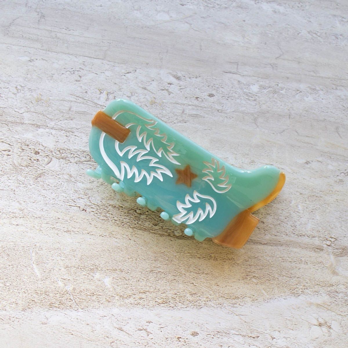 Cellulose Acetate Western Boots Hair Claw Clip, Type: Turquoise