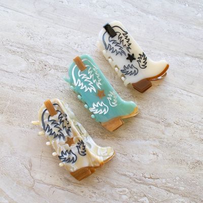 Cellulose Acetate Western Boots Hair Claw Clip