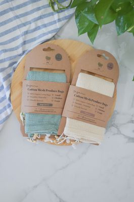 Organic Cotton Mesh Produce Bags- 3 Pack