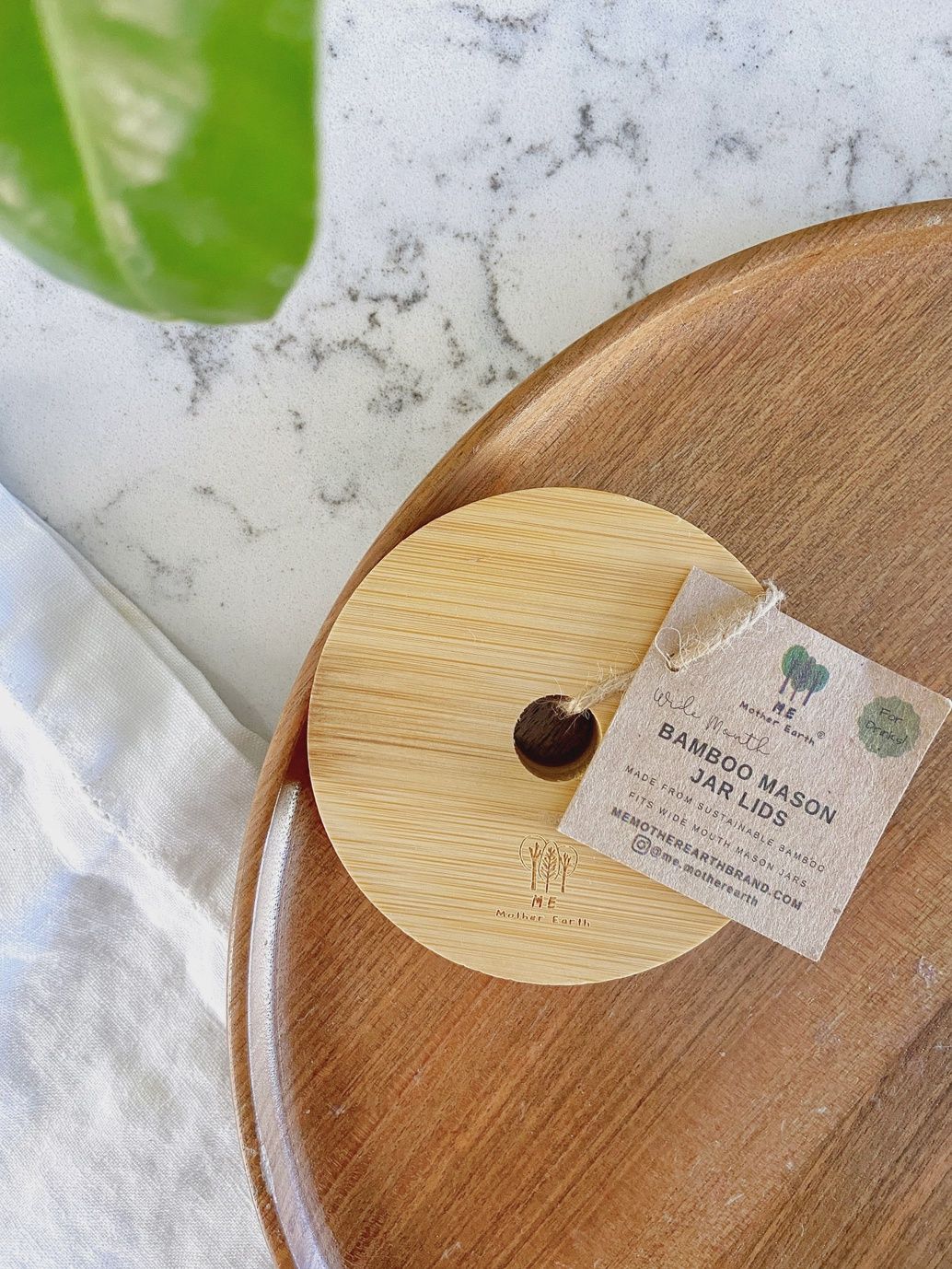 Bamboo Jar Drinking Lid, Style: Wide Mouth Mason