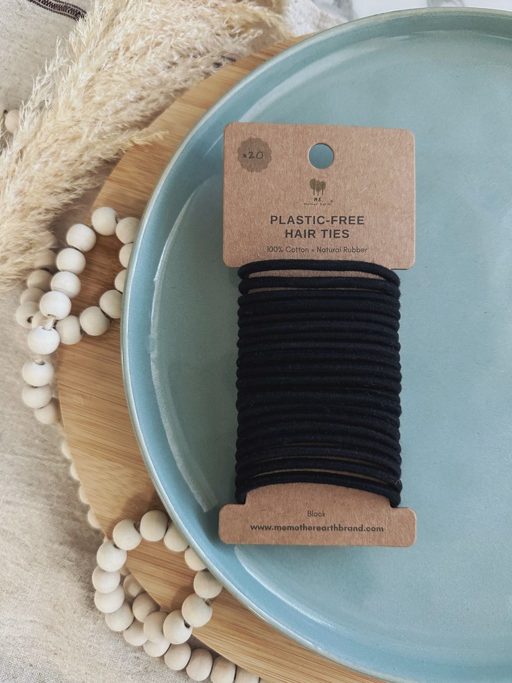 Plastic-Free Hair Ties (20 pack), Type: Black