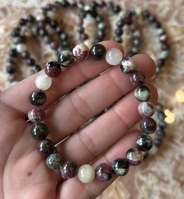 8mm Eudialyte Beaded Stretch Bracelet