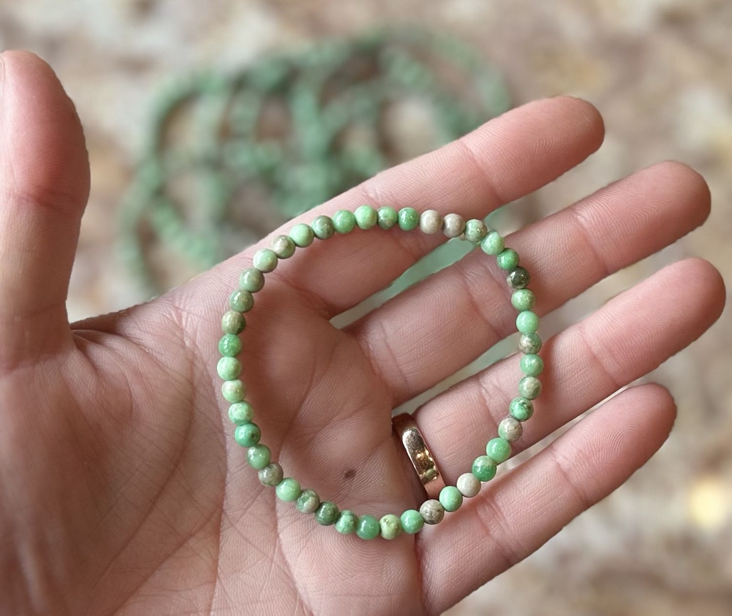 4mm Variscite Beaded Stretch Bracelet
