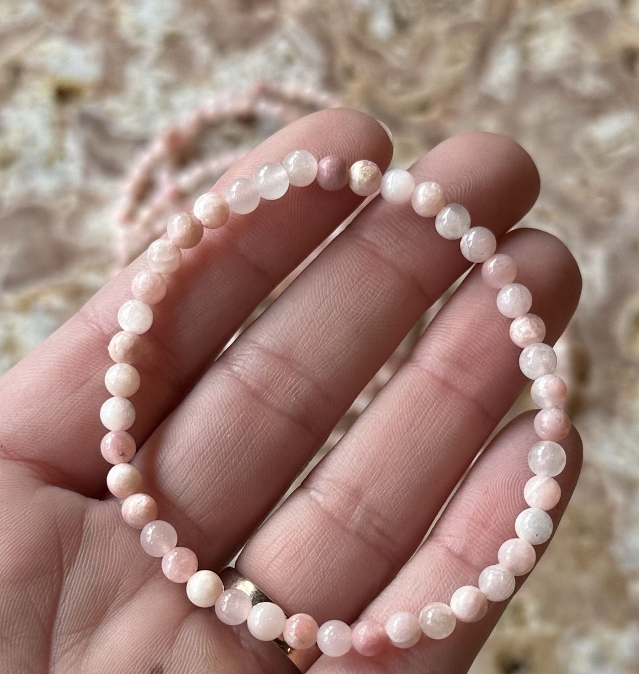 4mm Pink Petalite Beaded Stretch Bracelet