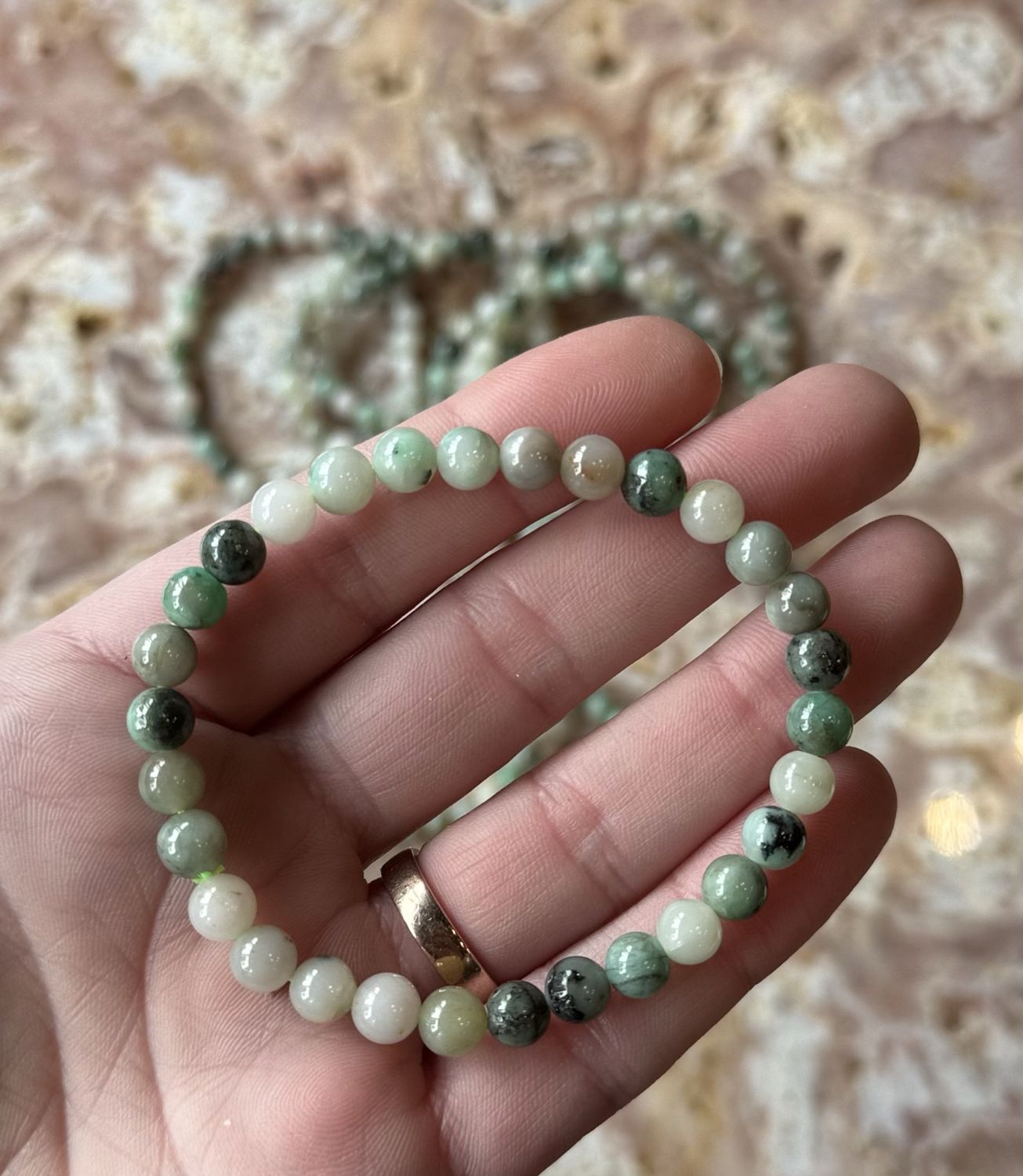 6mm Emerald Beaded Stretch Bracelet