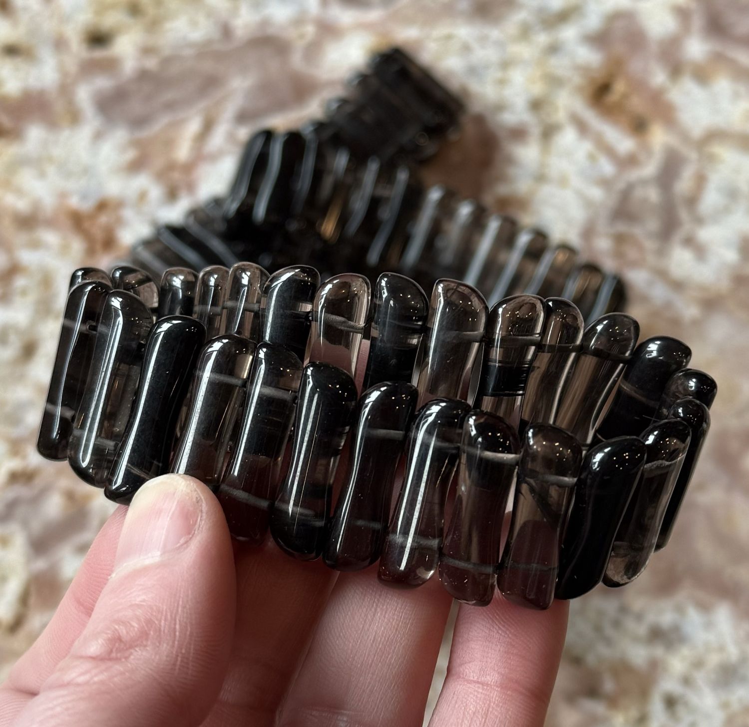23x7 Midnight Lace Obsidian Beaded Stretch Bracelet