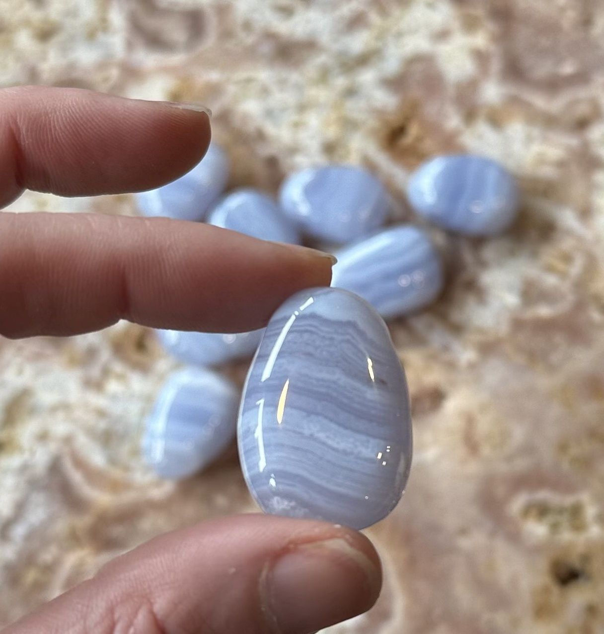 Drilled Teardrop Pendant (pendant only), Type: Blue Lace Agate
