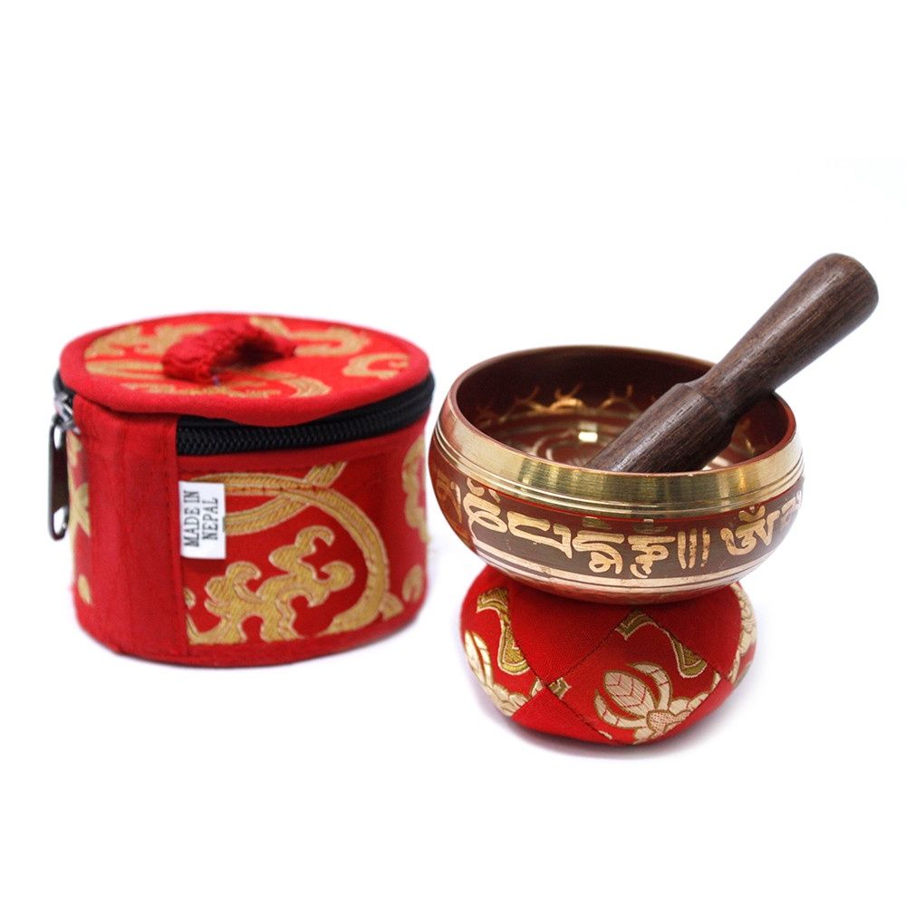 Mini Singing Bowl Set, Colour: Red