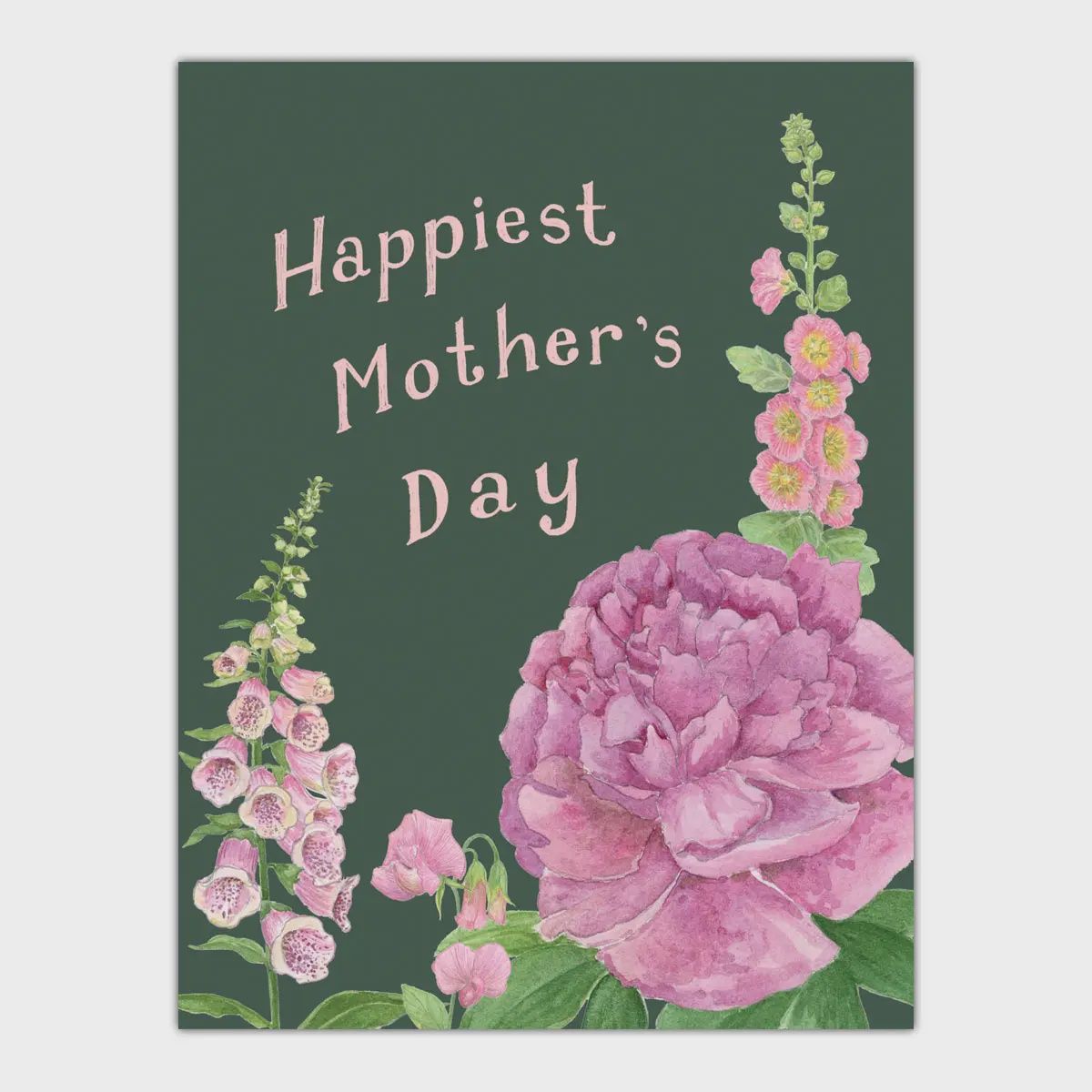 Floral Mother&#39;s Day Card - Pink Peony Cottage Garden Card