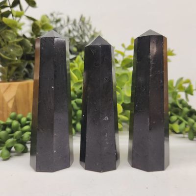 Black Tourmaline 8-Side Faceted Tower