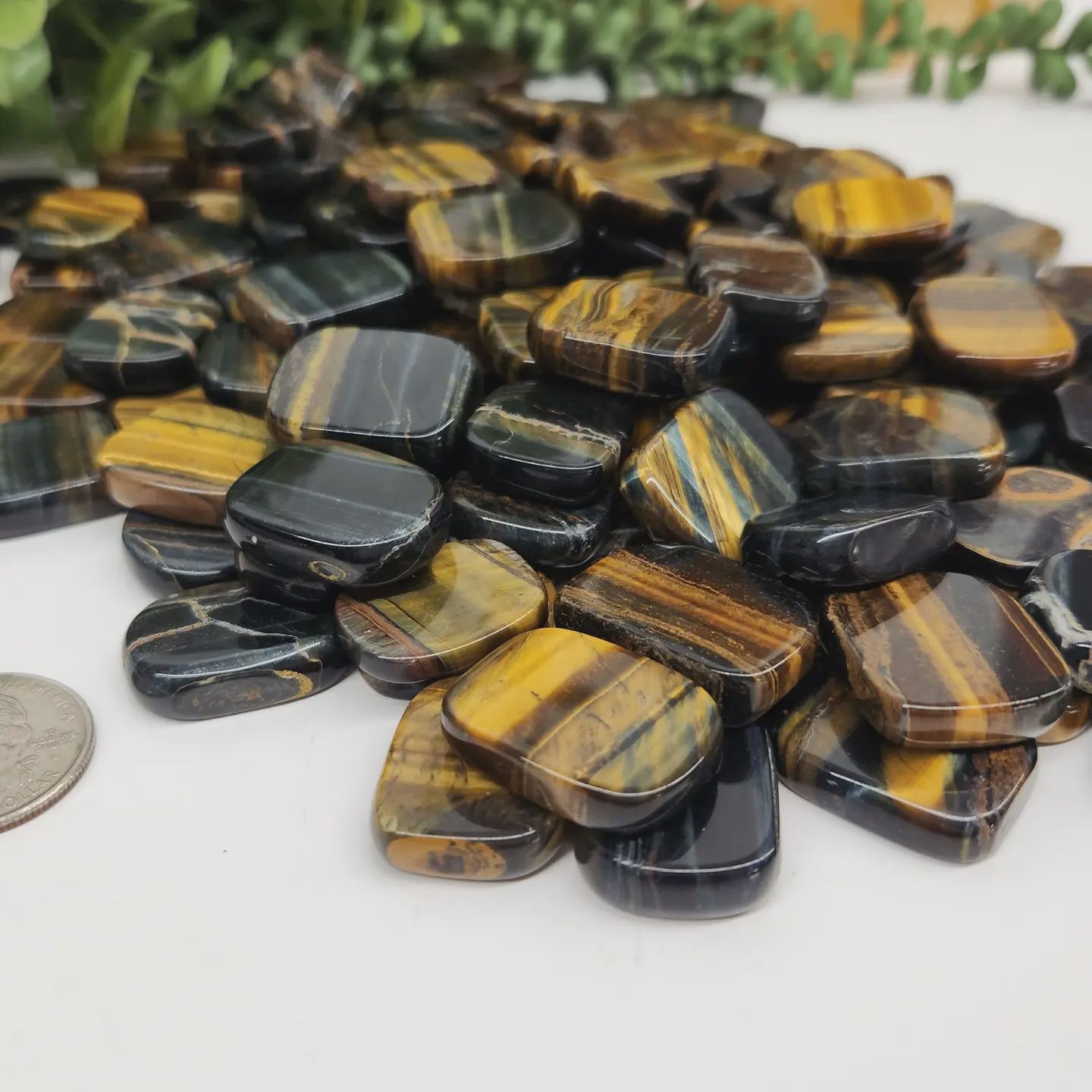 Small Flat Pocket Stone | 20x25x6mm, Type: Blue Tiger Eye